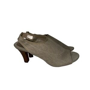 Aerosoles Women Open Toe Slingback Heel Fabric Comfort Beige Sandal Size 7M